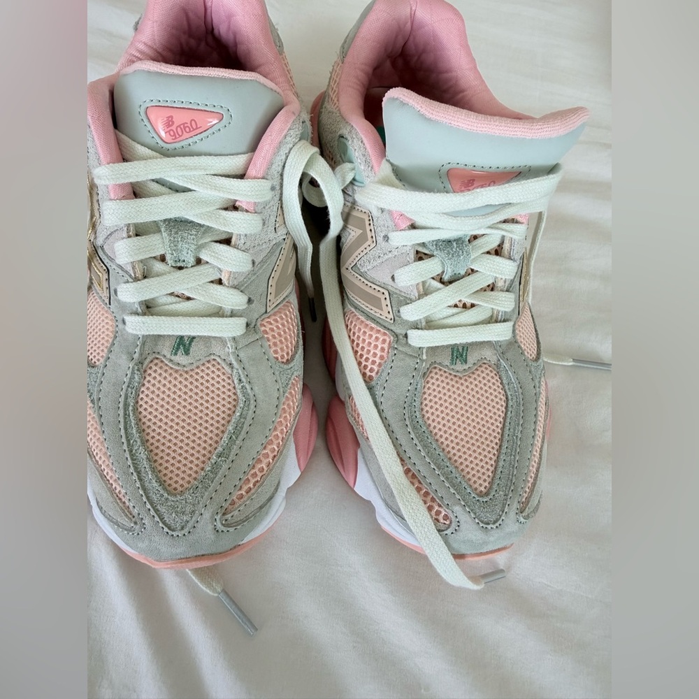 New Balance Pink and Gray Mesh Suede Sneakers